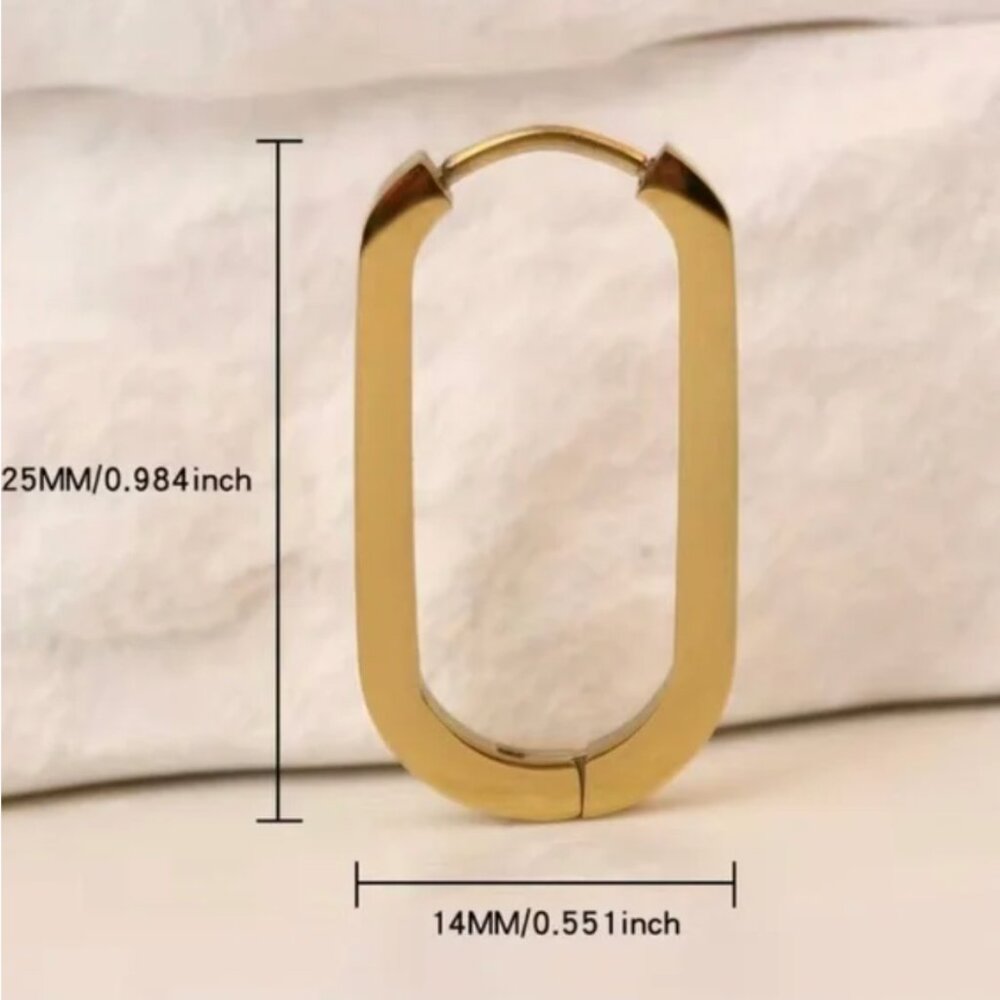 NWT18k Gold plated modern hoop earrings - Picture 7 of 7